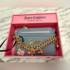 Juicy Couture Blue Card Holder with Gold Accents